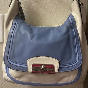 Coach Kristin Blue and Cream Spectator Leather Hobo Shoulder Bag